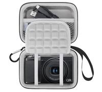 Lacdo Étui de Transport Caméra pour GR III HDF/GR IIIx HDF/GR IIIx/GR III/GR II/GR Digital Camera, Sac de Voyage de Protection en EVA Dur pour Caméra, Poche en Mesh pour Batteries, Câble USB, Gris