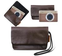 Lacdo Étui de Transport Caméra pour KODAK PIXPRO C1 Friendly Zoom Digital Camera, Étui de voyage souple en cuir pour appareil photo, Sac appareil photo KODAK PIXPRO C1 avec bracelet de poignet, Marron
