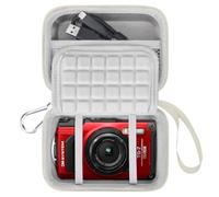 Lacdo Étui de Transport Caméra pour Om System Tough TG-7 /Olympus Tough TG-6 /TG-5 /TG-4 Digital Camera, Sac de Rangement Protecteur EVA Rigide, Compatible avec Batteries, Câble USB, Carte SD, Blanc