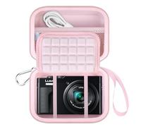 Lacdo Étui de Transport Caméra pour Panasonic LUMIX TZ99/TZ300/LX15/TZ95/TZ100/TZ90/TZ200 Point-Tirer Digital Caméra, Sac de Rangement Protection pour Batteries, Câble, Rose Pâle