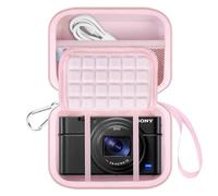 Lacdo Étui de Transport Caméra pour Sony RX100 VII/ RX100 VI/ RX100 V/ RX100 IV/ RX100 III Compact Digital Camera, Video Vlogging Camera Trave Bag, Sac en Filet pour Batteries, Rose Pâle