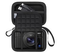 Lacdo Étui de Transport Caméra pour Sony RX100 VII/ RX100 VI/ RX100 V/ RX100 IV/ RX100 III Compact Digital Camera, Video Vlogging Camera Trave Bag, Sac en Filet pour Batteries, Noir+Noir