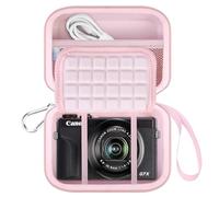 Lacdo Étui de Transport pour Canon PowerShot G7 X Mark III/PowerShot G7 X Mark II 4K Vlogging Camera, Sac Photo de Vlogging Point Shoot, Convient à Un Câble USB, à des Piles, Rose