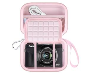 Lacdo Étui de Transport pour Canon PowerShot G7 X Mark III/PowerShot G7 X Mark II 4K Vlogging Camera, Sac Photo de Vlogging Point Shoot, Convient à Un Câble USB, à des Piles, Rose Pâle