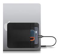 Lacdo Étui de Transport pour Disque Dur Externe Portable, Support de Disque Dur pour Ordinateur Portable, Porte-Documents Autocollant à 2 Poches, pour 2.5" Seagate, WD, Toshiba HDD, SSD, Câble, Noir