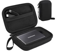 Lacdo Étui Disque Dur Externe Housse de Protection pour Samsung T7 / T7 Touch Portable SSD, External Solid State Drives 500GB 1TB 2TB 4TB USB 3.2 Gen 2 EVA Rigide Antichoc Étanche Cas, Nior
