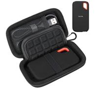 Lacdo Étui Disque Dur Externe Housse de Protection pour SanDisk Extreme Portable SSD, Boîtier EVA rigide + Coque en Silicone Souple, Protective Cover pour SanDisk External 500GB 1TB 2TB 4TB 8TB, Black