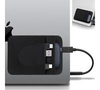 Lacdo Housse de Disque Dur Portable pour Ordinateur Portable, Pochette à 2 Poches avec Adhésif Réutilisable, pour San Disk, Samsung, Crucial Disque Dur SSD Externe Organisateur de Poche, Noir