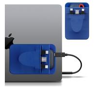 Lacdo Sac de Rangement pour Disquiet Dur Portable pour Laptop, Pochette à 2 Poches avec Adhésif Réutilisable, pour San Disk, Samsung, Crucial, Étui de Disque SSD Externe Portable Transport, Bleu