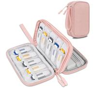 Lacdo USB Organiseur électronique Sac de câble de Voyage Pochette Accessoires Techniques Étui de Portable Étui Double Couche pour San Disk/SamData/Samsung Clés USB, Banque d'alimentation, Rosa Chiaro