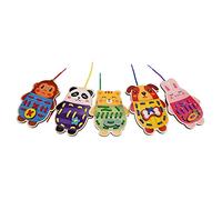 Lace and Trace Pets, Cartes de Laçage d'animaux en Bois Lisses, Colorées pour 1 2 3 Ans Tout-Petits Cadeau éducatif Enfants