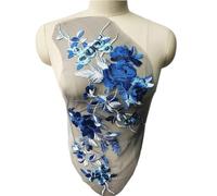 Lace Applique Floral Embroidery Mesh for Sewing Wedding Dress Multicolor 22cm x 50cm(Green)