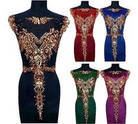 Lace Applique Floral Embroidery Sequin Patch Multicolor Pack of 6 for Dress Decor DIY(Black)