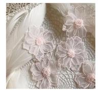 Lace Applique Patchs brodés en dentelle Double couche de 6cm, 5 pièces, appliques de fleurs, à coudre, for bricolage, décoration artisanale de robe de mariée(Pink)