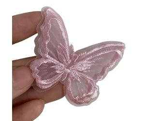 Lace Applique Patchs papillon en dentelle en Double couche, 10 pièces, réparation d'applications(Pink)