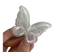 Lace Applique Patchs papillon en dentelle en Double couche, 10 pièces, réparation d'applications(White)