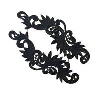 Lace Applique Tissu en dentelle brodé Soluble dans l'eau, 1 paire, rouge, noir, blanc, Patch floral, for robe de mariée, matériel appliqué en dentelle, fleurs bricolage(N040 black,3pair)
