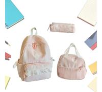 Lace Backpack Set 3 Pc Girls School Bag With Pencil Case Lunch Tote | Large Capacity Backpack With Cute Lace Design And Matching Accessories. Great For Elementary, Middle, And High School.