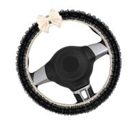 Lace Bow Steering Wheel Cover - Cute 15 inch Universal Model, Girly Car Interior Accessory | Bowknot Decorative Wrap for Sedan RV, Soft Stylish Grip Daily Commute