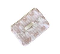 Lace Embellished Coin Organiser Multifunctional Polyester Container for Makeup Travel Items Pocket Storage Bag Decorative Keychain Purse