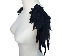 Lace Embroidered Angel Wing Applique Sew On Patch Floral Embroidery Golden Black 2 Pcs(Black)