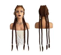 Lace Front Braid Wig, Nature Looking with Baby Hair Synthetic Wigs Hand Tied Heat Resistant Fiber 4 Braided Daily Wear for Women 32 inch Daily Use(#30)