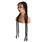 Lace Front Braid Wig, Nature Looking with Baby Hair Synthetic Wigs Hand Tied Heat Resistant Fiber 4 Braided Daily Wear for Women 32 inch Daily Use(#4)