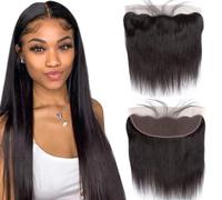 Lace Frontal Closure 13x4 Tissage Cheveux Humain Bresilienne Lisse HD Transparent Swiss Tissage Bresilienne avec Naturel Hairline Human Hair for Femme Natural Color 10 Pouces