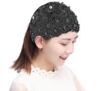Lace Headband - Wide Floral Pearl Lace Elastic Headbands, Bohemian Headpiece For Women Girls, Hair Scarf For Yoga Working Out Gym Running, Stretchable Comfortable Laces Headband Hair Styling Fashion A