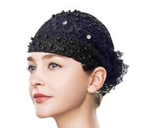 Lace Headbands For Women - Pearl Embellished Elastic Lace Headband | Stylish Stretch Cloth Hair Accessory For Women, Polyvalent Elegant Hair Styling Application With Casual And Formal Scénario
