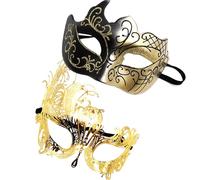 Lace Masquerade Masque - Eye Masque Couples Set with Glitter Finish | Carnival Costume Mask Set for Holiday Accessories, Stage Shows, Cosplay Events, Elegant for Parties, Themed Balls, and Fe