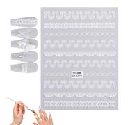 Lace Nail Stickers - 3D False Nail Decals For Fingernails, Delicate Lace Pattern Sticker, Easy Apply Adhesive Ñail Art | DIY Manicure Supplies For Women Beginners Salon Home Decoration