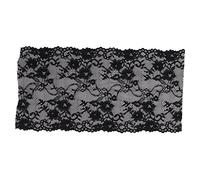 Lace Ribbon 24cm Wide 10 Yards | High Elasticity Nylon for Clothing/Hair/Shoes | Soft Skin - Friendly Material | Sewing Craft Supplies for Beginners (Black)