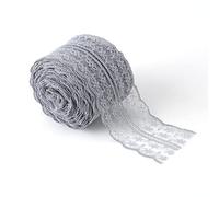 Lace Satin Ribbon White Decorative DIY Craft Material Suitable For Scrapbooking, Gift Wrapping, Hair Accessory Making, Wedding Bouquets, Party Decorations 4.5cm Wide, 10m Roll (Grey)
