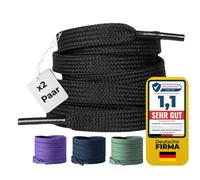 LaceHype LC1 Lot de 2 paires de lacets plats de qualité supérieure - 10 mm de large - LC1 - Lacets de rechange en polyester - Pour baskets, chaussures de sport et chaussures de course, noirs, 70 cm