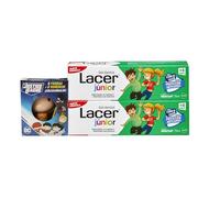 LACER Junior Lot de 2 gels dentaires saveur menthe avec l'une des figurines de Batman pour enfants à partir de 6 ans Goût menthe Prévient les caries Formule Fluor Plus Calcium Soin des dents de lait