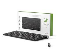 Lacerto® Clavier sans fil bilingue Français-Russe - AZERTY avec Alphabet Cyrillique - Portable, Ergonomique, Compact & Silencieux - Touches Raccourcis Multimédia - Noir Mat