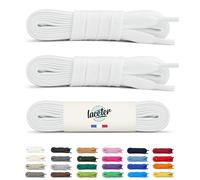 Laceter 3 Paires de Lacets Plats Blancs en Coton 8mm pour Baskets, Sneakers, Chaussures de Sport - Compatibles Nike, Adidas, Converse, Vans, New Balance - Longueur 90 cm, Blanc