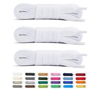 Laceter 3 Paires de Lacets Plats Blancs en Coton 8mm pour Baskets, Sneakers, Chaussures de Sport - Compatibles Nike, Adidas, Converse, Vans, New Balance - Longueur 150 cm, Blanc