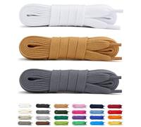 Laceter 3 Paires de Lacets Plats Blancs en Coton 8mm pour Baskets, Sneakers, Chaussures de Sport - Compatibles Nike, Adidas, Converse, Vans, New Balance - Longueur 150 cm, Street