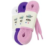 Laceter 3 Paires de Lacets Plats Blancs en Coton 8mm pour Baskets, Sneakers, Chaussures de Sport - Compatibles Nike, Adidas, Converse, Vans, New Balance - Longueur 90 cm, Girly