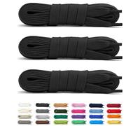 Laceter 3 Paires de Lacets Plats Coton 8mm pour Baskets, Sneakers, Chaussures de Sport - Compatibles Nike, Adidas, Converse, Vans, New Balance - Fabriqués en Europe - Longueur 120 cm, Noir