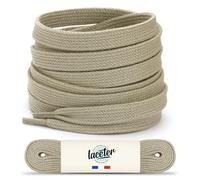 Laceter Lacets Plats Premium en Coton pour Baskets - Lacet de Remplacement pour chaussures de Sport et Sneakers ou pour Enfants - Épaisseur 8mm - Compatible avec Converse, Nike - Beige, 180 cm