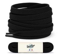 Laceter Lacets Plats Premium en Coton pour Baskets - Lacet de Remplacement pour chaussures de Sport et Sneakers ou pour Enfants - Épaisseur 8mm - Compatible avec Converse, Nike - Noir, 75 cm