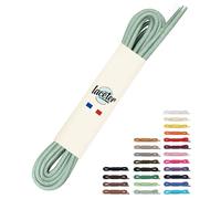 Laceter Lacets Ronds Cirés Fins 2,4mm pour Chaussures de Ville - Lacet Idéal pour Derbies, Richelieu, Bottines Cuir, Mocassins - Style Habillé Élégant et Résistant - Gris vert, 90 cm
