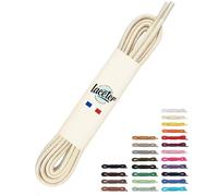 Laceter Lacets Ronds Cirés Fins 2,4mm pour Chaussures de Ville - Lacet Idéal pour Derbies, Richelieu, Bottines Cuir, Mocassins - Style Habillé Élégant et Résistant - Blanc nougat, 90 cm - X2