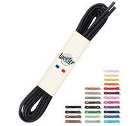 Laceter Lacets Ronds Cirés Fins 2,4mm pour Chaussures de Ville - Lacet Idéal pour Derbies, Richelieu, Bottines Cuir, Mocassins - Style Habillé Élégant et Résistant - Noir, 120 cm