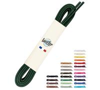 Laceter Lacets Ronds Cirés Fins 2,4mm pour Chaussures de Ville - Lacet Idéal pour Derbies, Richelieu, Bottines Cuir, Mocassins - Style Habillé Élégant et Résistant - Vert foncé, 120 cm - X2