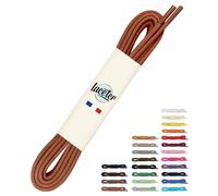 Laceter Lacets Ronds Cirés Fins 2,4mm pour Chaussures de Ville - Lacet Idéal pour Derbies, Richelieu, Bottines Cuir, Mocassins - Style Habillé Élégant et Résistant - Marron clair, 75 cm