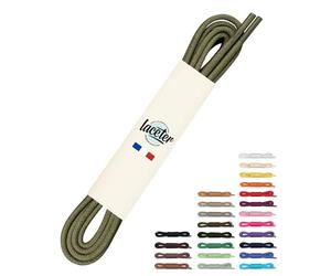 Laceter Lacets Ronds Fins 2,4mm pour Chaussures de Ville - Lacet Idéal pour Derbies, Richelieu, Bottines Cuir, Mocassins - Style Habillé Élégant et Résistant - Vert kaki, 60 cm - X2